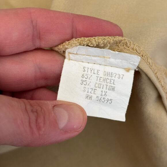 VTG Fern Bratten Top Jacket 1X Tan Tencel‎ Cotton Tunic Lagenlook Artsy Lagom ** - Picture 11 of 13